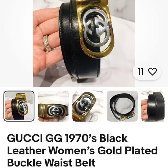GUCCI 1970\'s Leather Gold tone/Silver Tone Belt main image 9